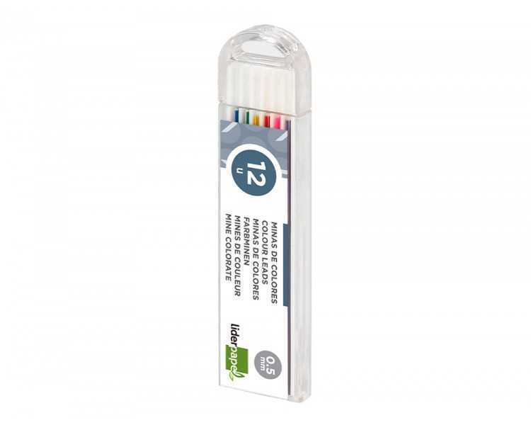 Minas liderpapel colores surtidos 0,5 mm estuche de 12 minas