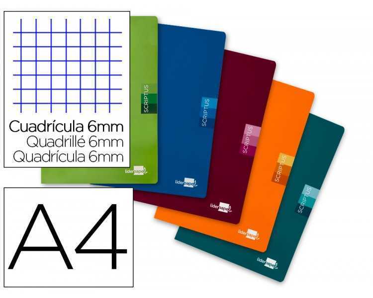 Libreta liderpapel scriptus a4 48 hojas 90g/m2 cuadro 6mm con margen