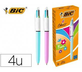 Boligrafo bic cuatro colores pastel edicion limitada