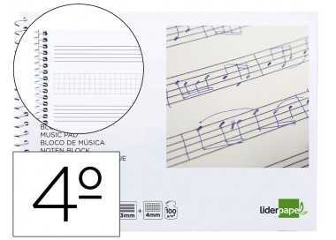 Bloc musica liderpapel combi pentagrama 3mm mas cuadricula de 4mm para anotaciones cuarto20 hojas 100g/m2