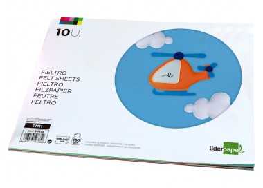 Bloc trabajos manuales liderpapel fieltro 240x315mm 10 hojas colores surtidos
