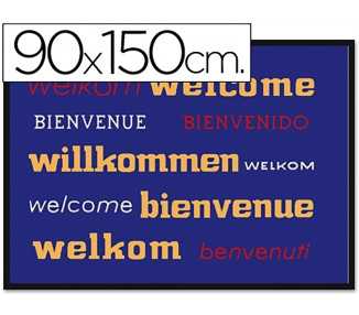 Alfombra fast-paperflow antipolvo de poliamido bienvenido azul 90x150 cms