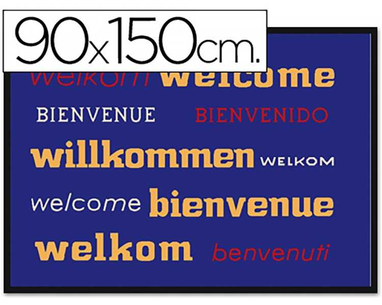 Alfombra fast-paperflow antipolvo de poliamido bienvenido azul 90x150 cms
