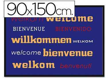 Alfombra fast-paperflow antipolvo de poliamido bienvenido azul 90x150 cms