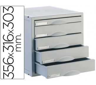Fichero cajones de sobremesa archisystem 356x316x303 mm 5 cajones color gris 4 de 52mm y 1 de 22mm
