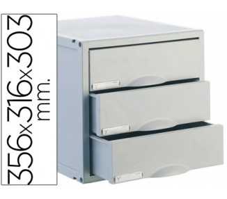 Fichero cajones de sobremesa archisystem 356x316x303 mm 3 cajones color gris