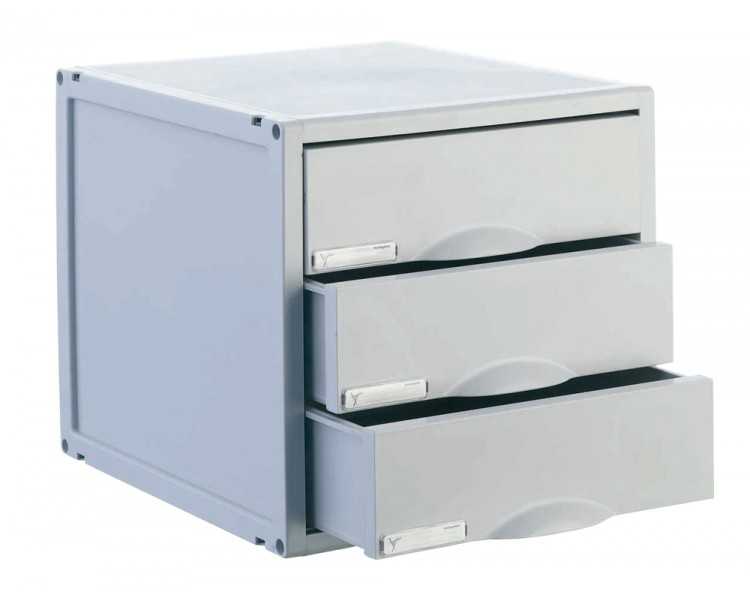 Fichero cajones de sobremesa archisystem 356x316x303 mm 3 cajones color gris