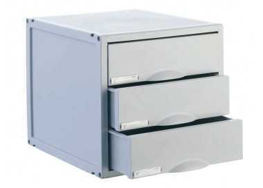 Fichero cajones de sobremesa archisystem 356x316x303 mm 3 cajones color gris Fichero cajones de sobremesa archisystem 356x316x303 mm 3 cajones color gris