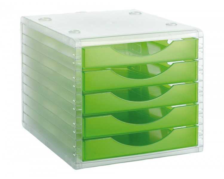 Fichero cajones de sobremesa archivo 2000 340x270x260 mm apilables 5 cajones verde kiwi translucido