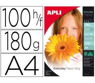Papel fotografico apli glossy din a4 pack 100 hojas de 180 gr