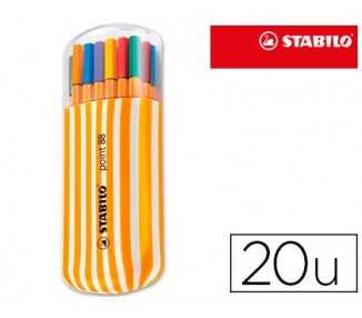 Rotulador stabilo punta de fibra point 88 zebrui estuche de 20 unidades colores surtidos