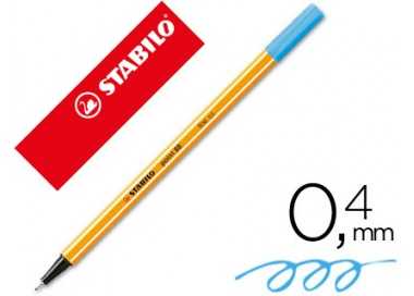 Rotulador stabilo punta de fib ra point 88 azul celeste punta fina 0,4mm