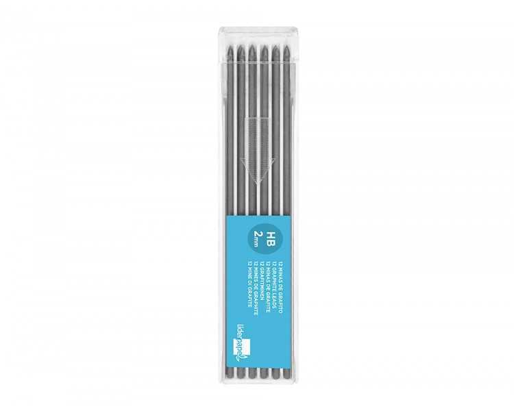 Minas liderpapel grafito 2 mm estuche de 12 minas