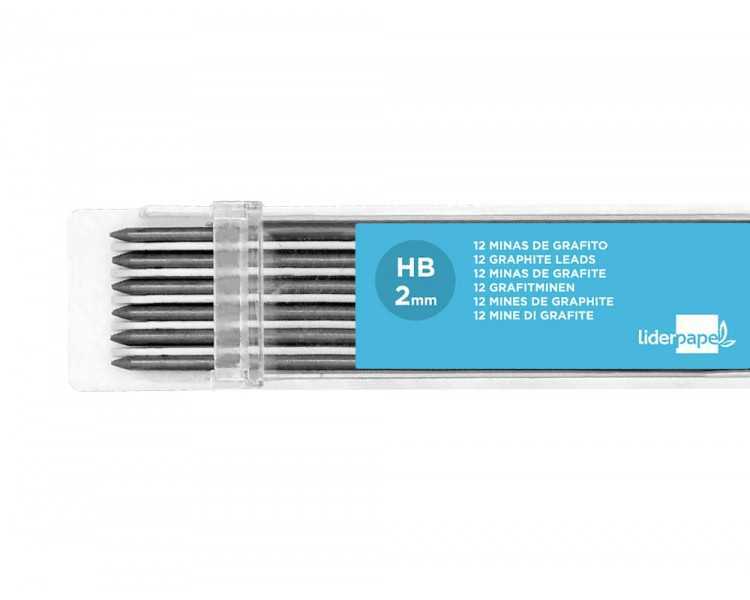 Minas liderpapel grafito 2 mm estuche de 12 minas