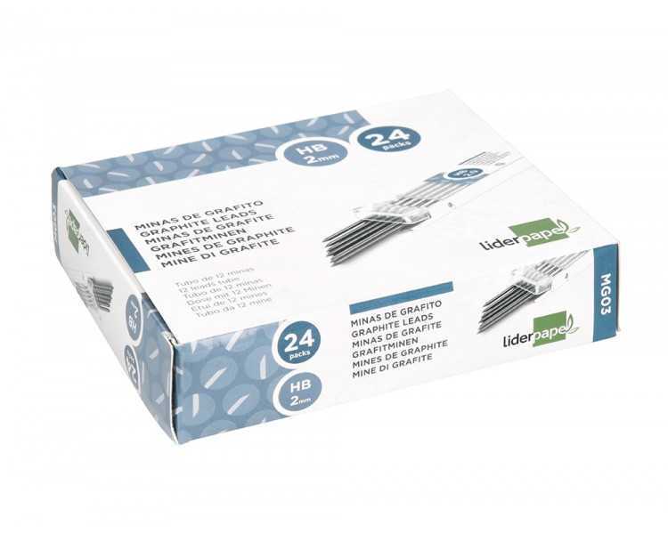 Minas liderpapel grafito 2 mm estuche de 12 minas