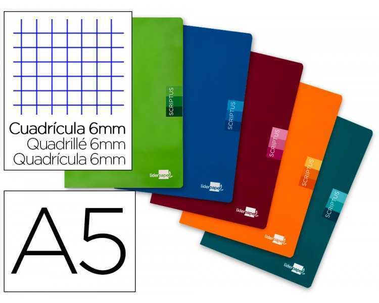 Libreta escolar liderpapel scriptus 48h din a5 cuadro 6 mm papel 90 gr sin margen