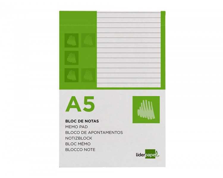 Bloc notas liderpapel horizontal a5 80 hojas 60g/m2 perforado