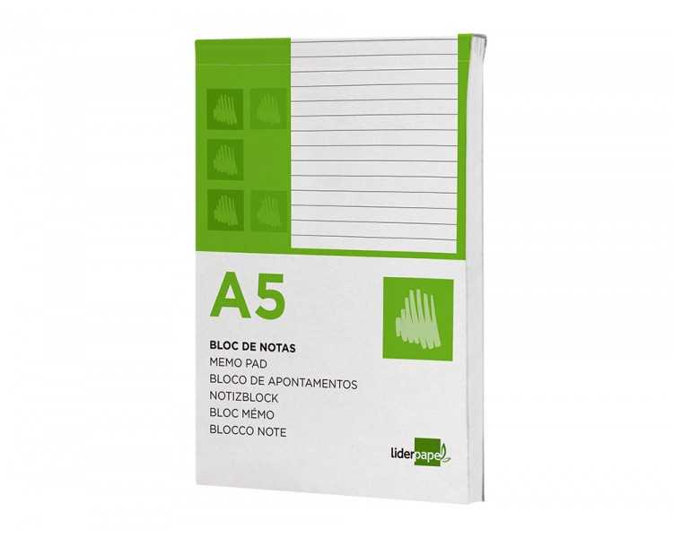 Bloc notas liderpapel horizontal a5 80 hojas 60g/m2 perforado