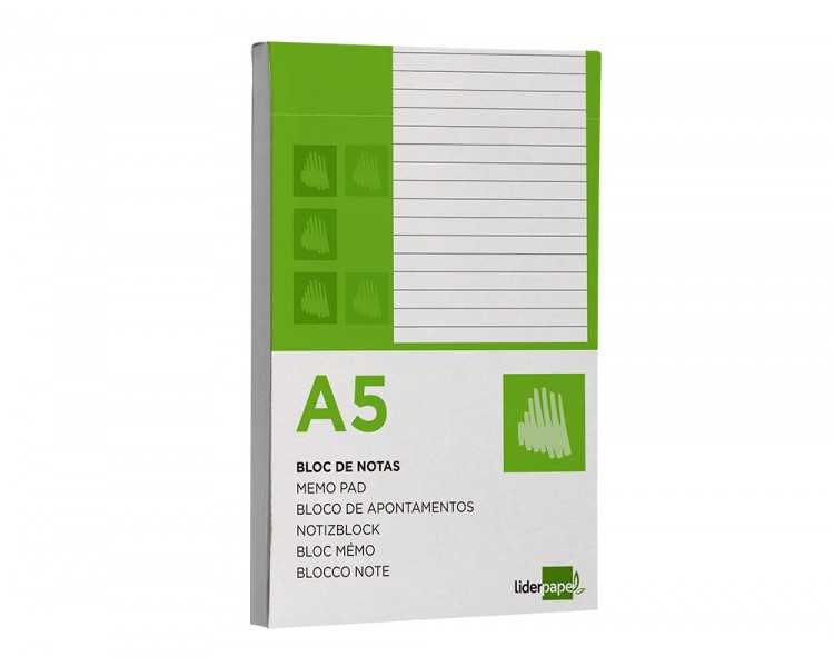 Bloc notas liderpapel horizontal a5 80 hojas 60g/m2 perforado