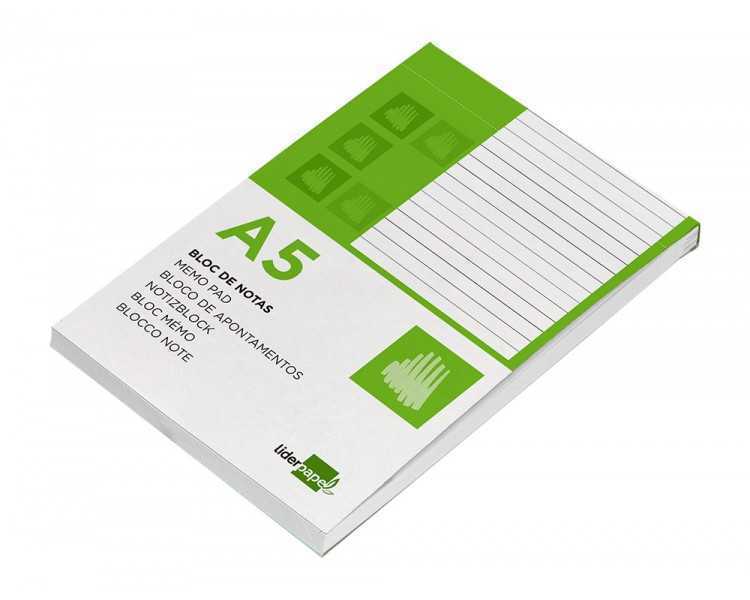 Bloc notas liderpapel horizontal a5 80 hojas 60g/m2 perforado