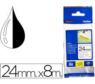 Cinta brother tzes251 blanco-negro 24mm longitud 8 mt superadhesiva