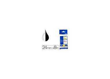 Cinta brother tzes251 blanco-negro 24mm longitud 8 mt superadhesiva