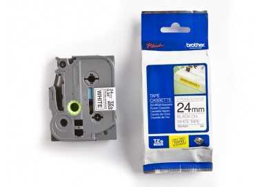 Cinta brother tzes251 blanco-negro 24mm longitud 8 mt superadhesiva