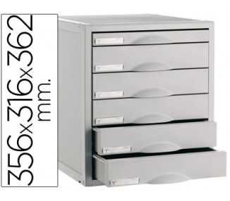 Fichero cajones de sobremesa 8206c 356x316x362 mm 6 cajones color gris