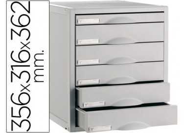 Fichero cajones de sobremesa 8206c 356x316x362 mm 6 cajones color gris
