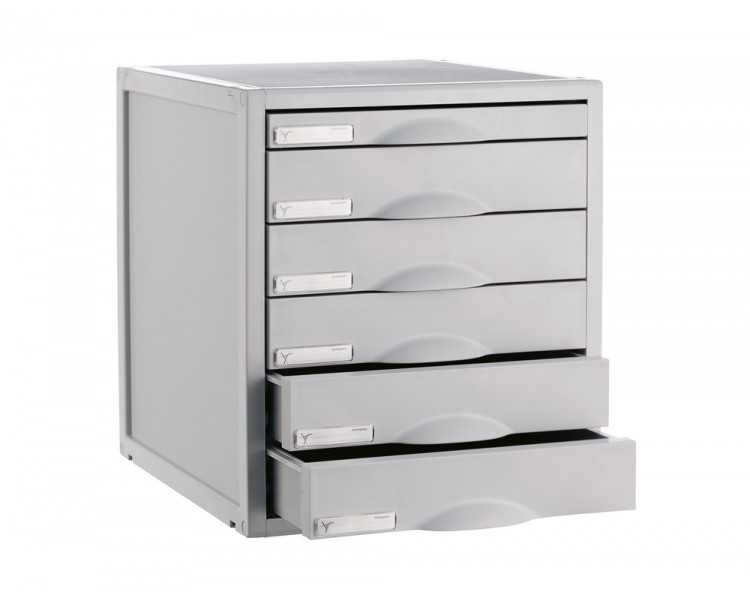 Fichero cajones de sobremesa 8206c 356x316x362 mm 6 cajones color gris