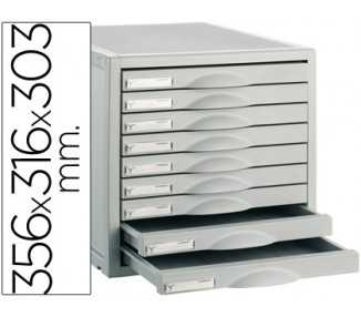 Fichero cajones de sobremesa 8409c 356x316x303 mm 9 cajones color gris