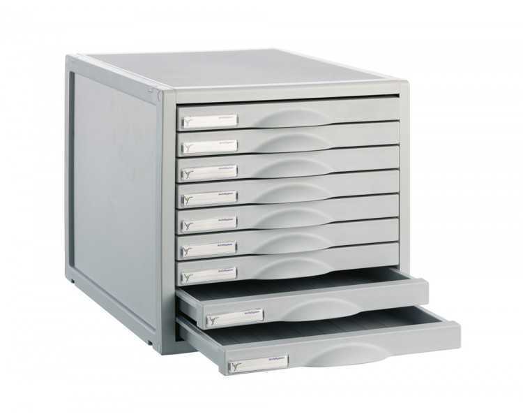 Fichero cajones de sobremesa 8409c 356x316x303 mm 9 cajones color gris