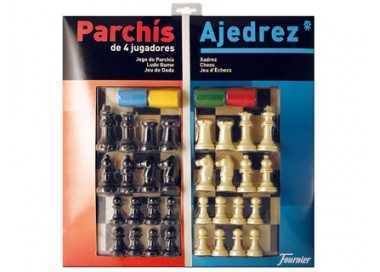 Parchis con ajedrez tablero grande 4 jugadores 41x40x4,8 cm
