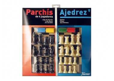 Parchis con ajedrez tablero grande 4 jugadores 41x40x4,8 cm