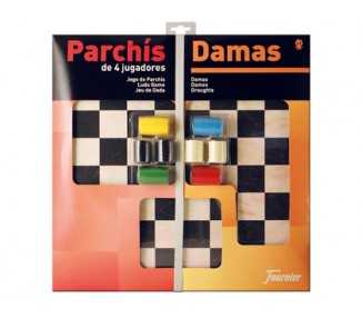 Parchis con damas tablero grande 4 jugadores 41x40x4,5 cm