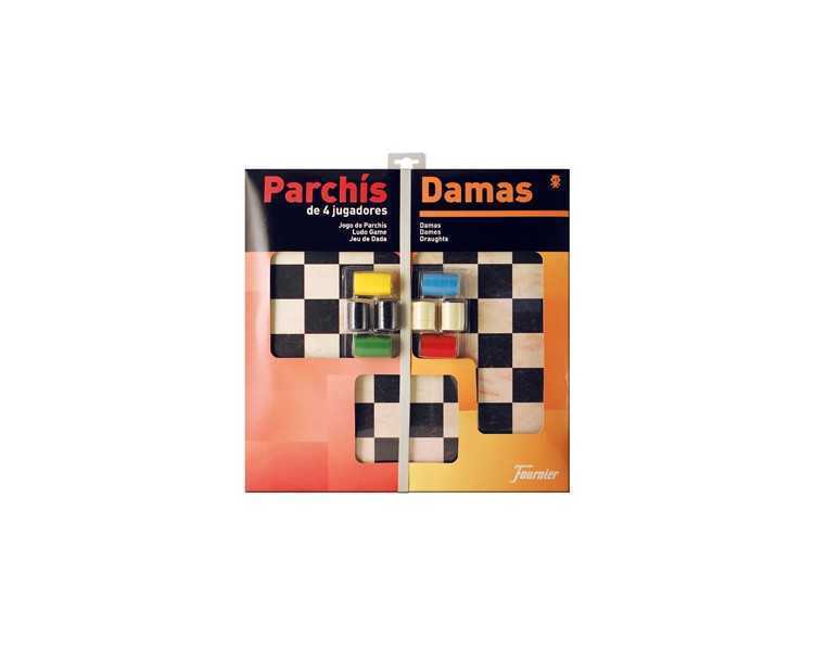 Parchis con damas tablero grande 4 jugadores 41x40x4,5 cm