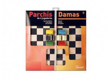 Parchis con damas tablero grande 4 jugadores 41x40x4,5 cm