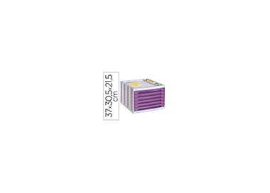 Fichero cajones de sobremesa archivo 2000 305x370x215 mm bandeja organizadora superior 6 cajones violeta translucido