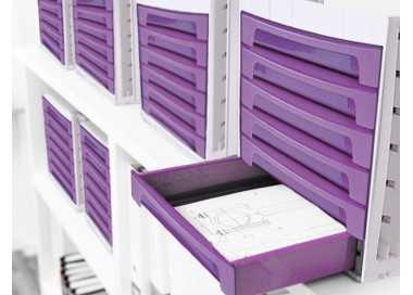 Fichero cajones de sobremesa archivo 2000 305x370x215 mm bandeja organizadora superior 6 cajones violeta translucido