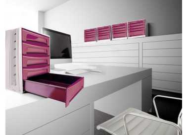 Fichero cajones de sobremesa archivo 2000 305x370x215 mm bandeja organizadora superior 6 cajones burdeos opaco
