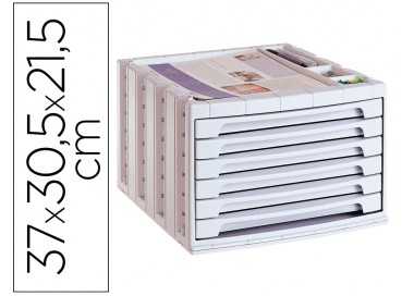 Fichero cajones de sobremesa archivo 2000 305x370x215 mm bandeja organizadora superior 6 cajones gris opaco