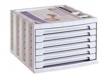 Fichero cajones de sobremesa archivo 2000 305x370x215 mm bandeja organizadora superior 6 cajones gris opaco