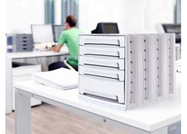 Fichero cajones de sobremesa archivo 2000 305x370x215 mm bandeja organizadora superior 6 cajones gris opaco