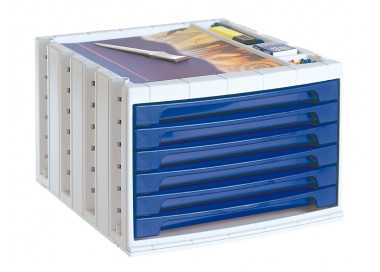 Fichero cajones de sobremesa archivo 2000 305x370x215 mm bandeja organizadora superior 6 cajones azul opaco