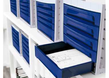 Fichero cajones de sobremesa archivo 2000 305x370x215 mm bandeja organizadora superior 6 cajones azul opaco