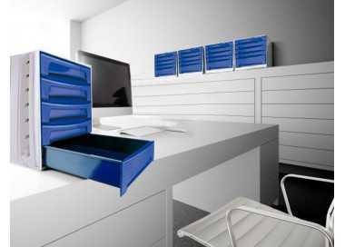 Fichero cajones de sobremesa archivo 2000 305x370x215 mm bandeja organizadora superior 6 cajones azul opaco