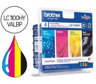 Ink-jet brother lc-1100bk /m/y/c pack 4 colores alta capacidad 900 pag bk- 750 pag m/y/c-