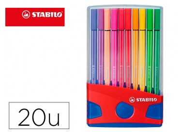 Rotulador stabilo punta de fibra pen 68 color parade estuche de 20 unidades colores surtidos
