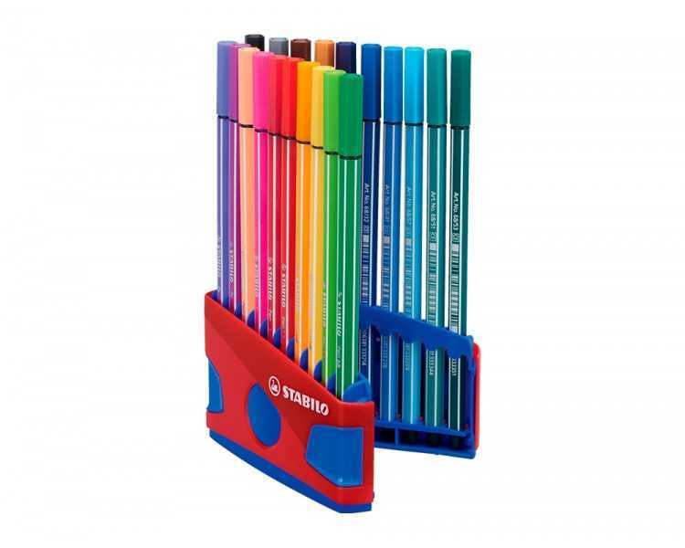 Rotulador stabilo punta de fibra pen 68 color parade estuche de 20 unidades colores surtidos