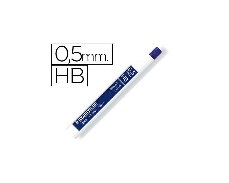 Minas staedtler grafito 0,5 mm hb polo 257 tubo con 12 minas